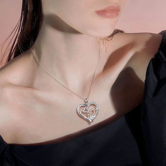 I Love You Mom Heart Necklace